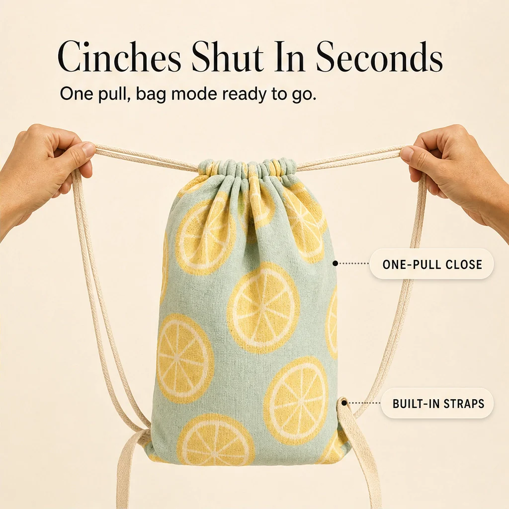 Coveley™ – 2-in-1 Convertible Beach Towel & Drawstring Backpack with Zip Pocket + 50% OFF - Image 3