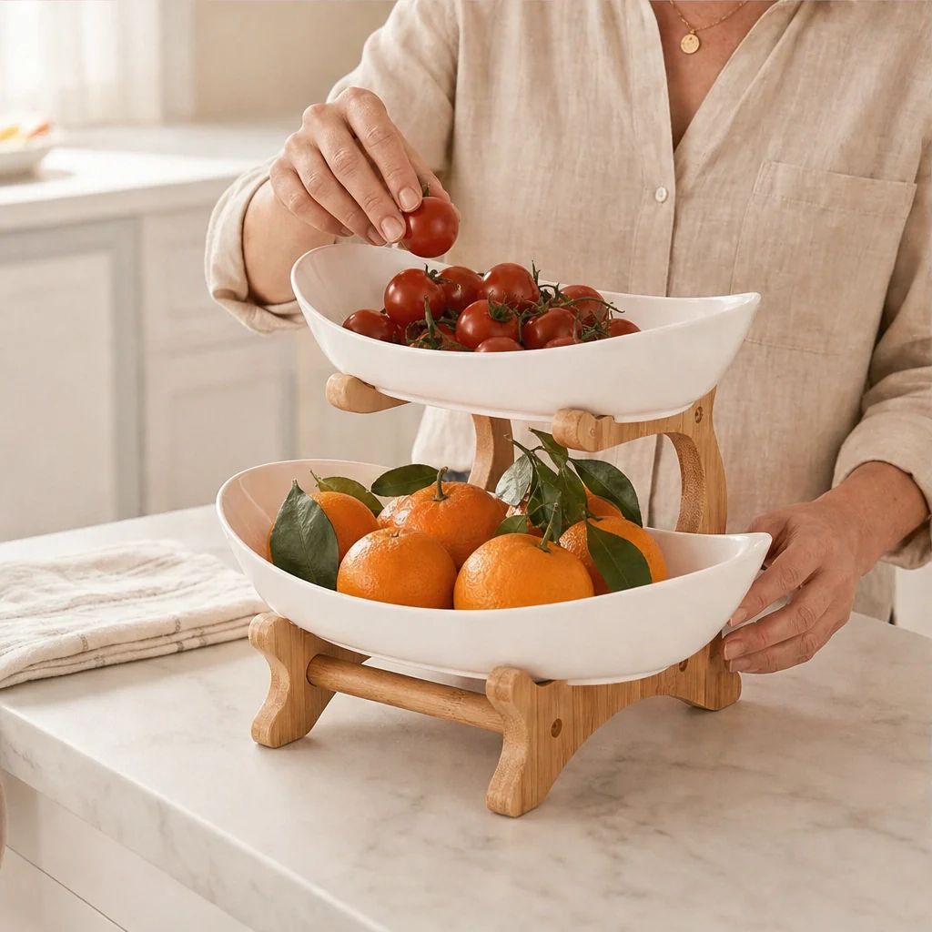 Grovely™ – Stackable Bamboo Multi-Tier Fruit Basket & Countertop Organizer + 50% OFF - Image 2