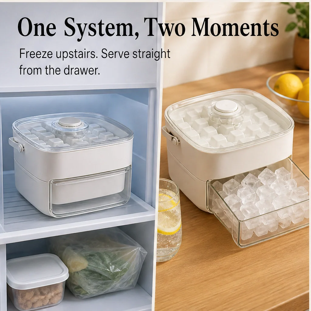 Glacio – Double-Layer Ice Cube Tray with Lid, 48 Cubes, Stackable + 50% OFF - Image 4