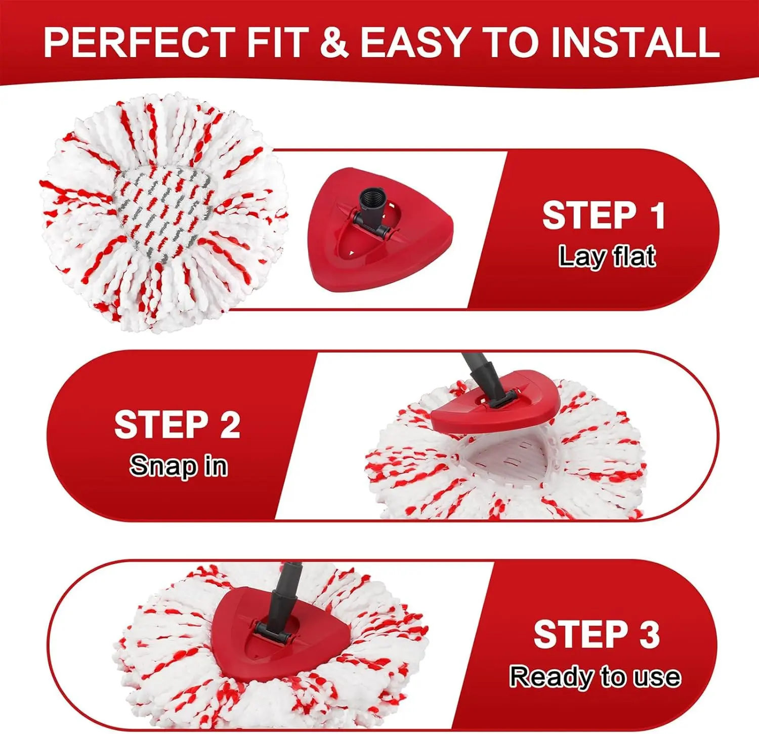 Scrubwell – Microfiber Spin Mop Replacement Heads with Scrub Pad, 3-Pack + 50% OFF - Image 8