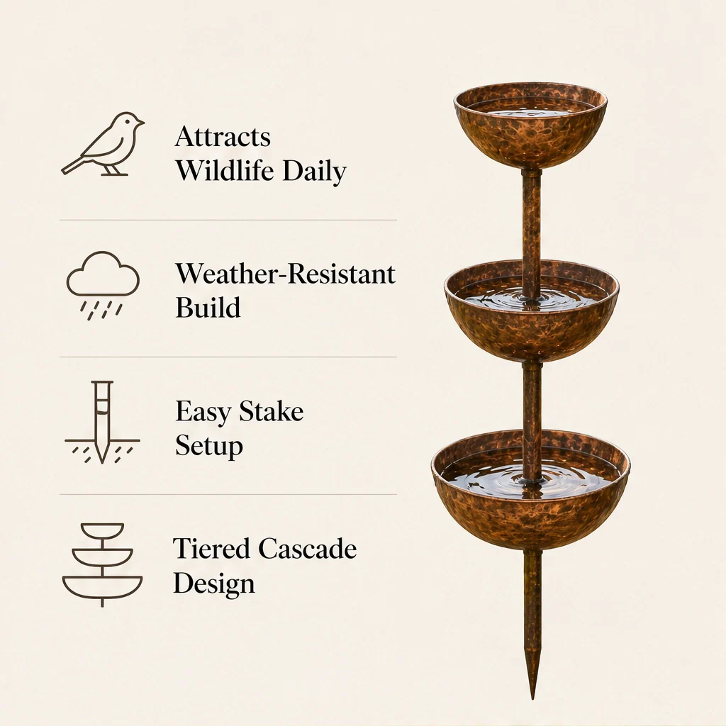Wrenhollow™ – 3-Tier Rustic Iron Bird Bath & Feeder Garden Stake + 50% OFF - Image 8