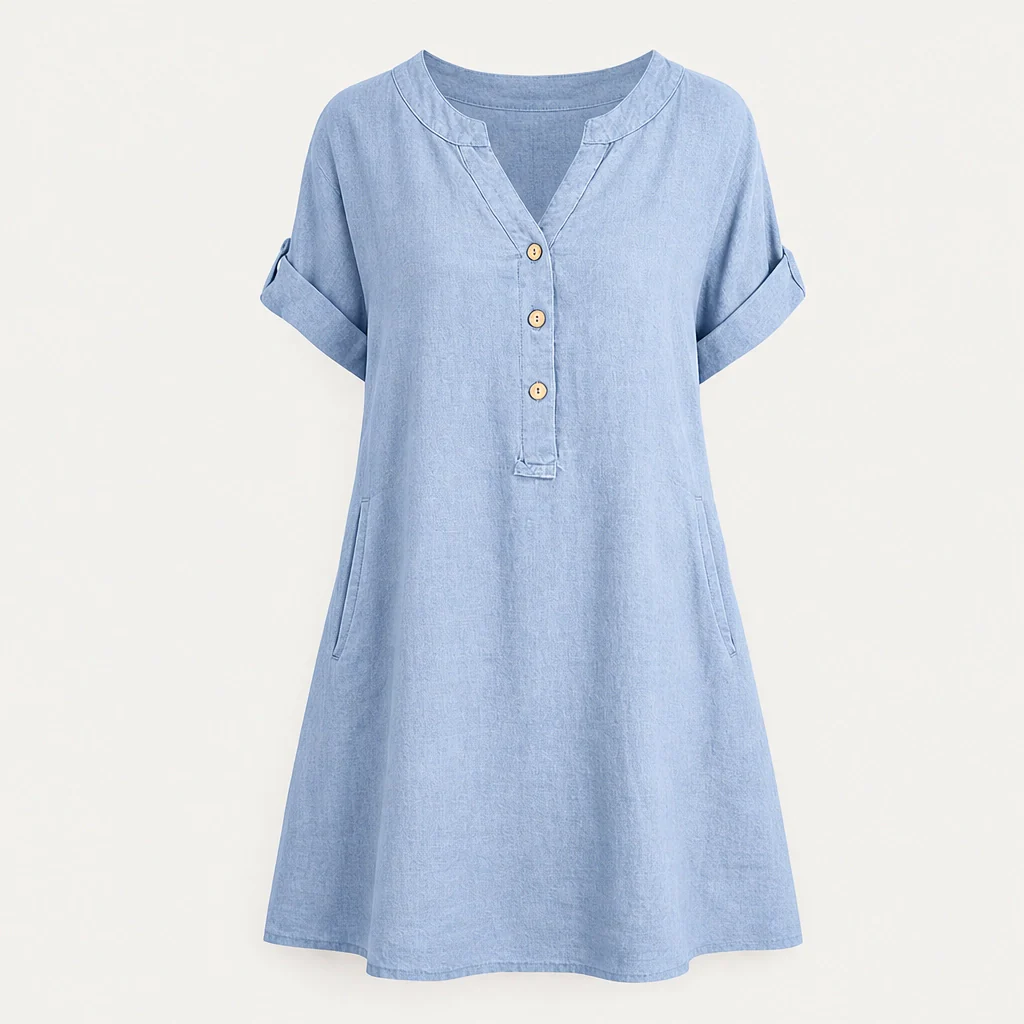 Willowmere™ – V-Neck Cotton-Blend Tunic Dress with Pockets + 50 % OFF - Image 12
