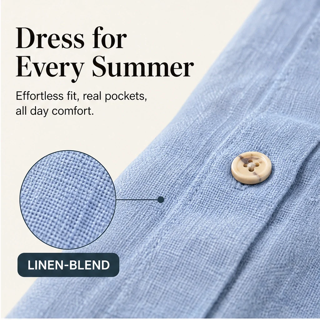 Willowmere™ – V-Neck Cotton-Blend Tunic Dress with Pockets + 50 % OFF - Image 6