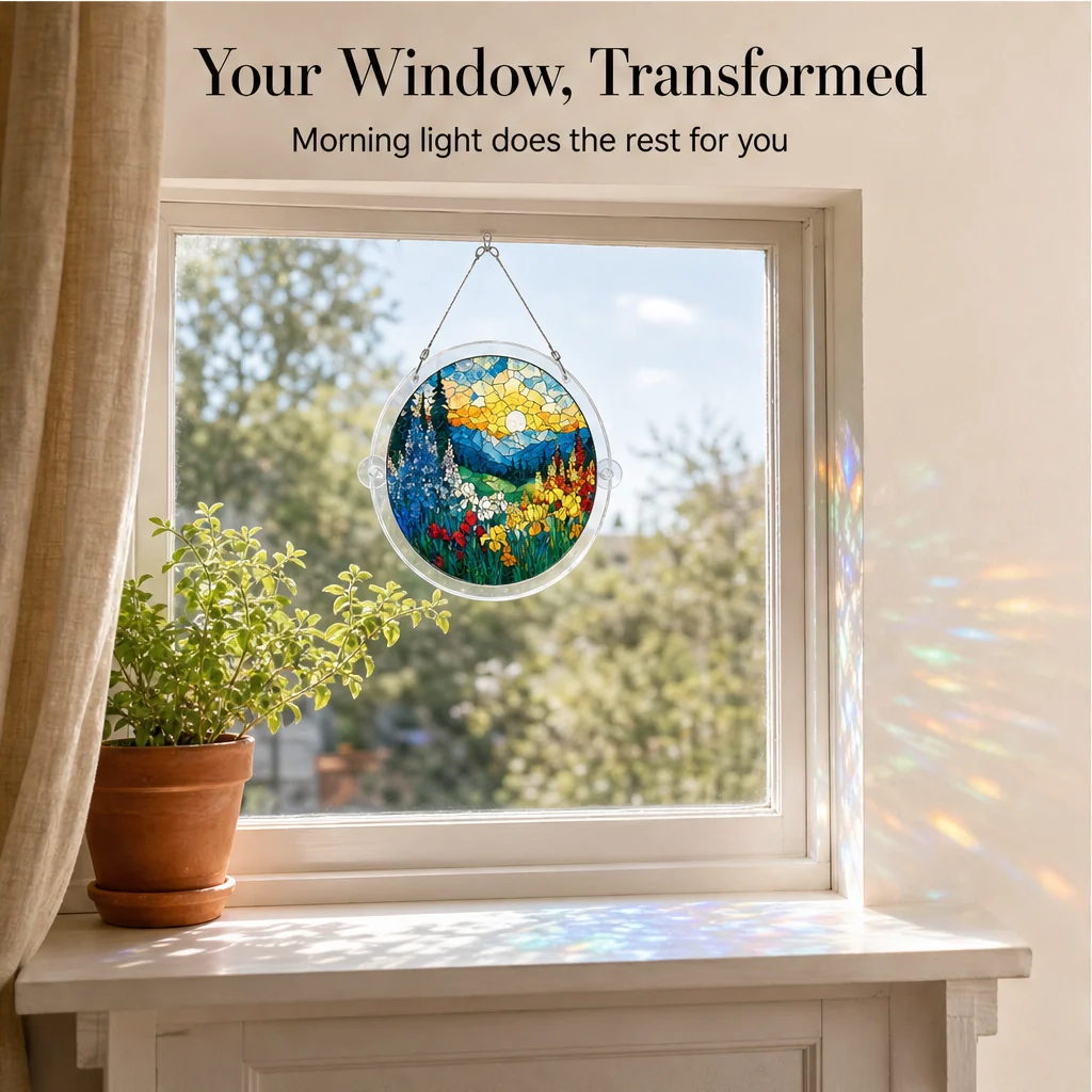 Sundrop™ – Shatter-Resistant Acrylic Stained Glass Sunset & Sea Suncatcher + 50% OFF - Image 4