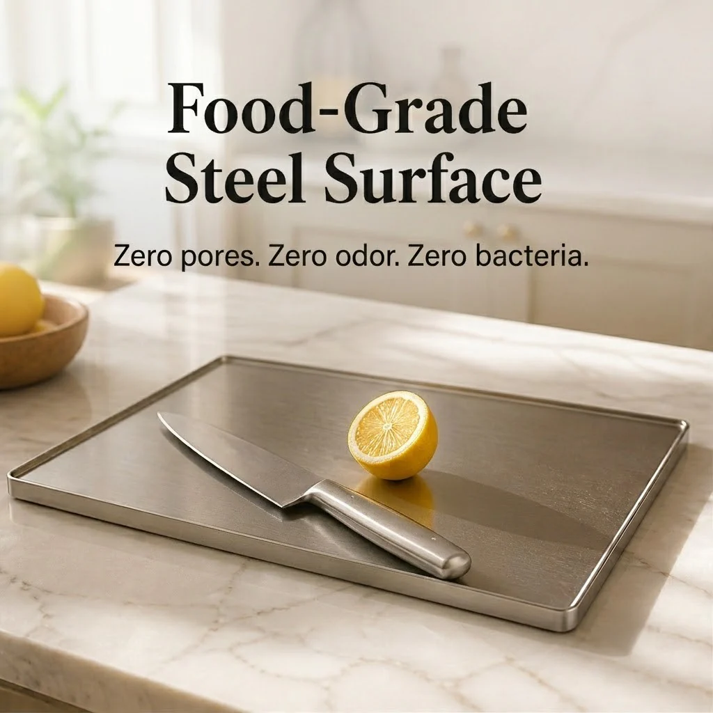 Temper – Non-Porous Stainless Steel Prep Board with Anti-Slip Lipped Edge + 50% OFF