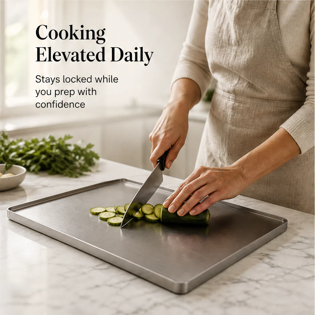Temper – Non-Porous Stainless Steel Prep Board with Anti-Slip Lipped Edge + 50% OFF - Image 8