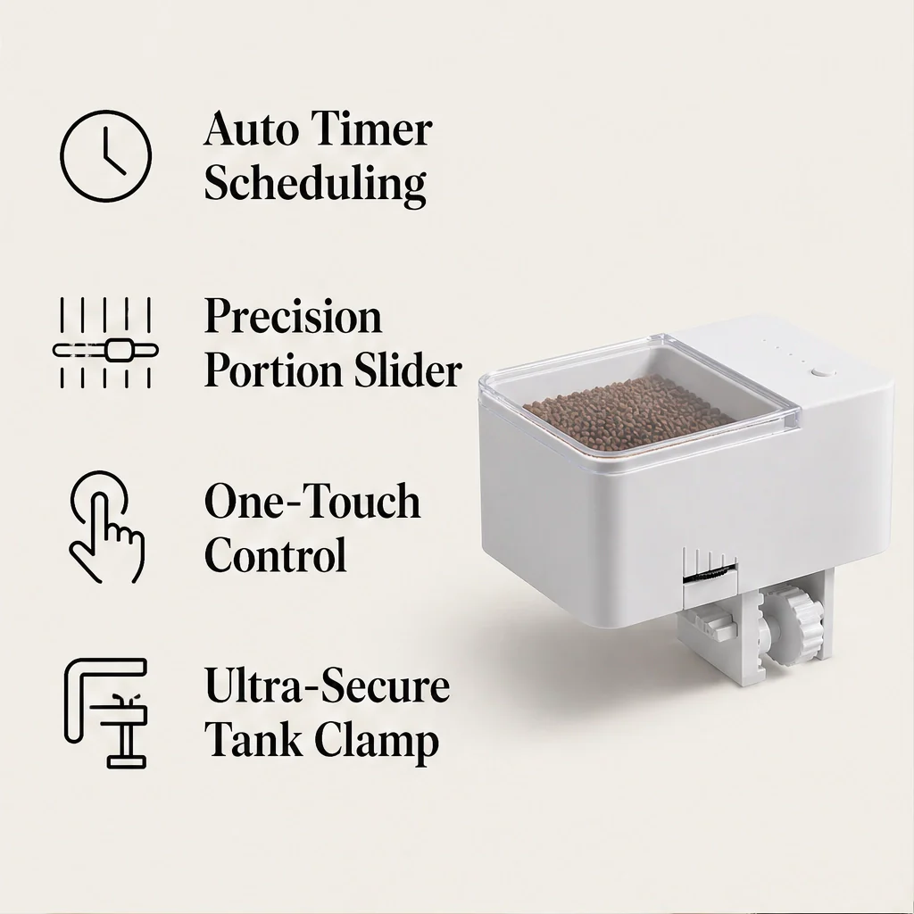 Finora™ – Auto Fish Feeder with Daily Timer & Portion Slider, Up to 30 Days + 50% OFF - Image 2
