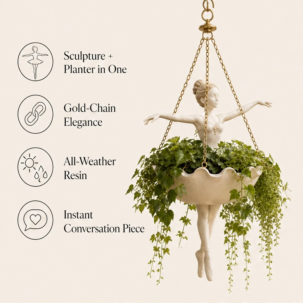 Plievine – Ballet Dancer Hanging Planter for Garden, Patio & Balcony + 50% OFF - Image 2