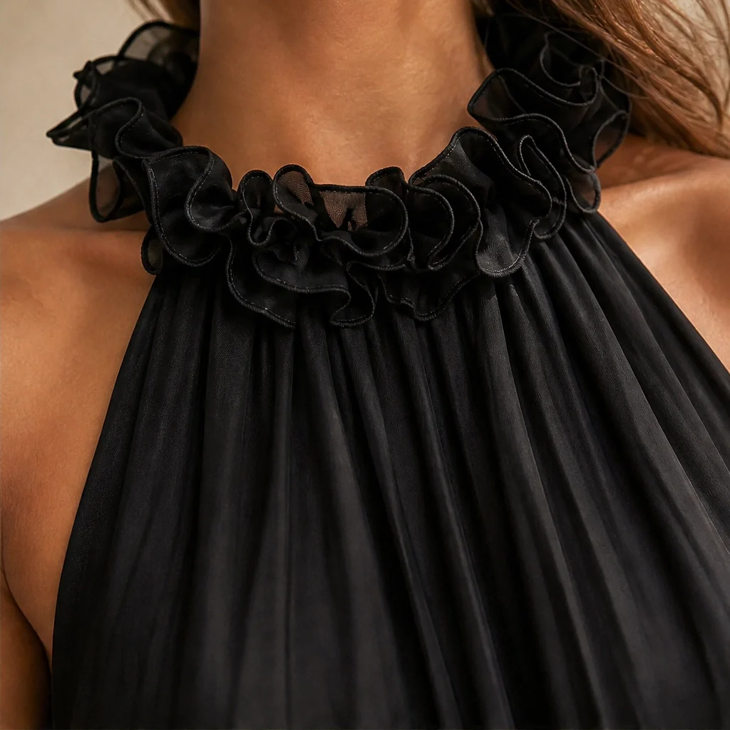 Soirelle™ – Ruffle-Neck Chiffon Sleeveless Mini Dress + 50% OFF - Image 2