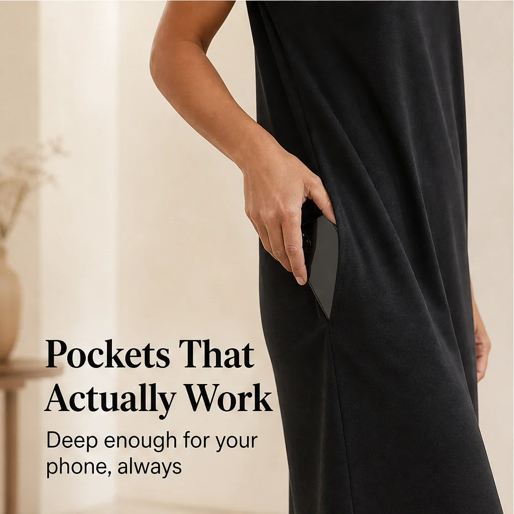 Solenne™ – Soft Breathable Midi T-Shirt Dress with Pockets + 50% OFF - Image 8