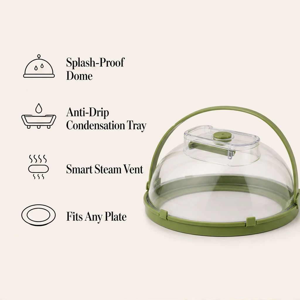 Brimwell – Clear Microwave Cover with Water Steamer & Cool-Touch Handle +50% OFF - Image 2