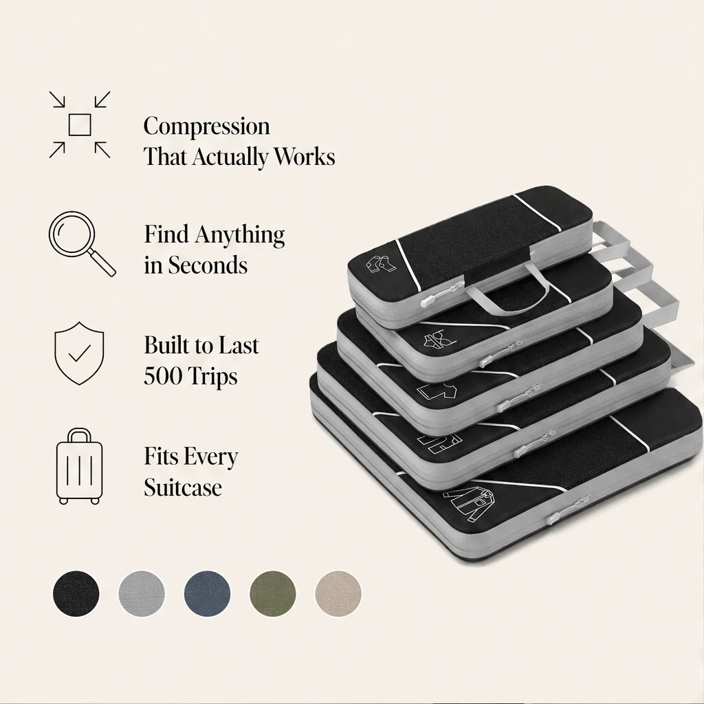 Stowva – Compression Packing Cubes with Reinforced Zippers & Mesh Panels + 50% OFF - Image 2