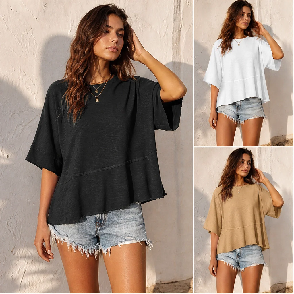 Velora™ – Flare-Sleeve Loose Crewneck Summer Top + 50% OFF - Image 2