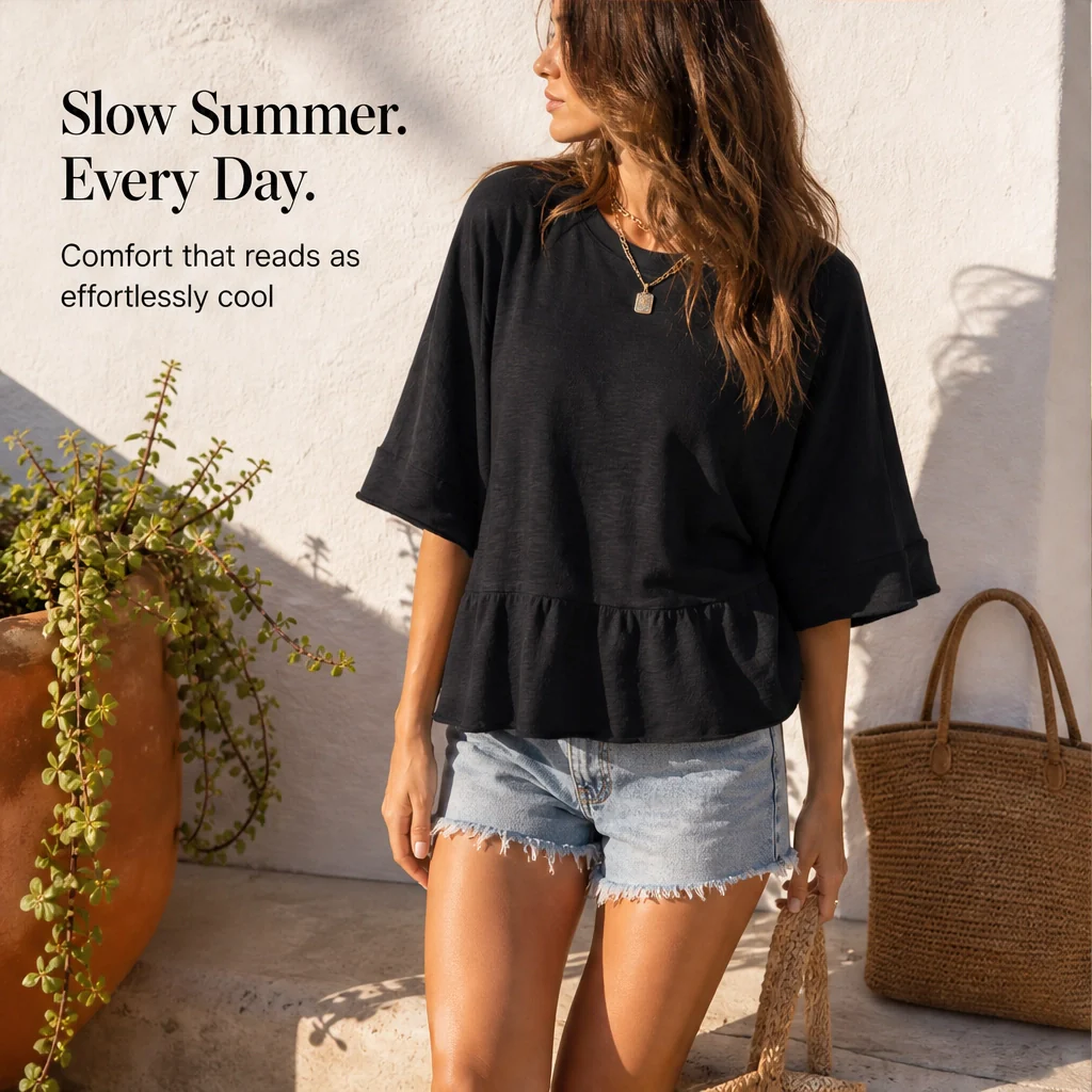 Velora™ – Flare-Sleeve Loose Crewneck Summer Top + 50% OFF - Image 7