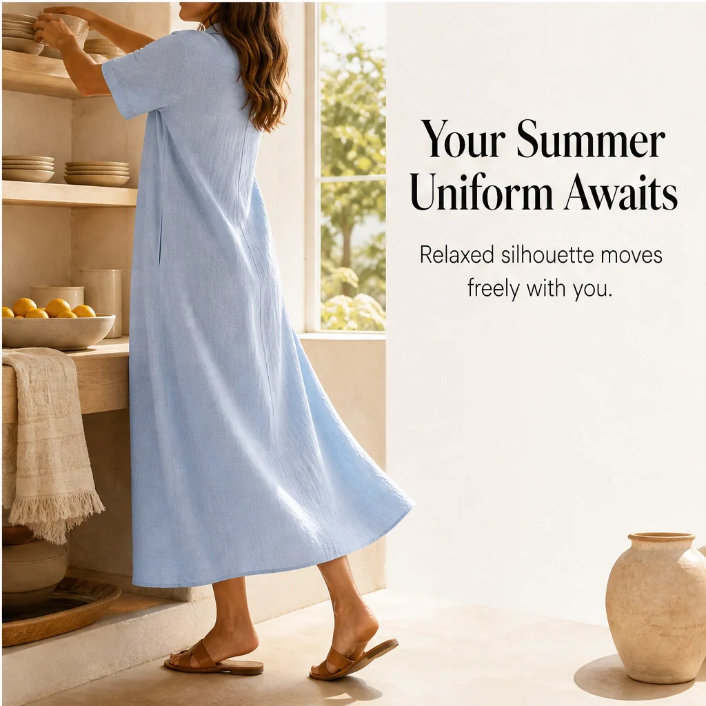 Marisol™– Breathable Linen-Blend Relaxed Midi Shirt Dress + 50% OFF - Image 11