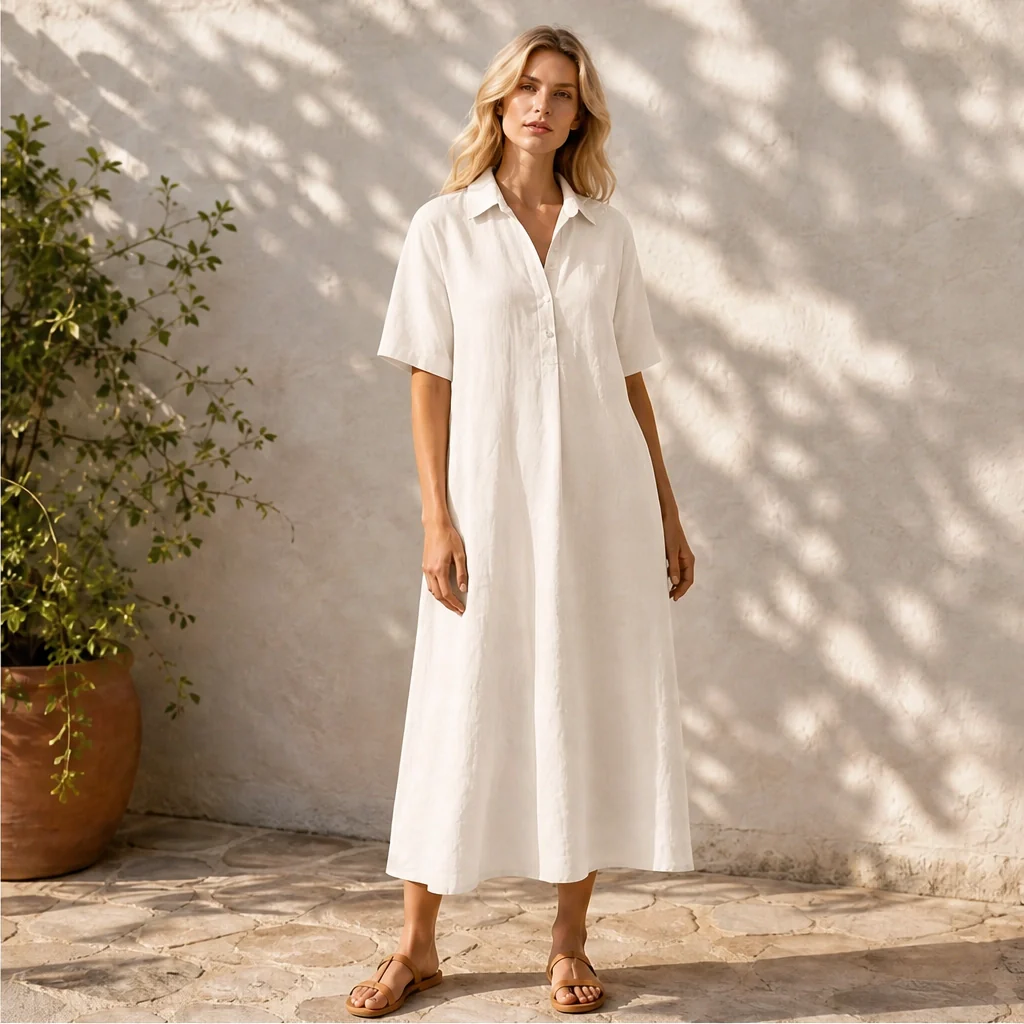 Marisol™– Breathable Linen-Blend Relaxed Midi Shirt Dress + 50% OFF - Image 15
