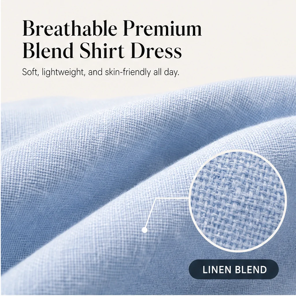 Marisol™– Breathable Linen-Blend Relaxed Midi Shirt Dress + 50% OFF - Image 8