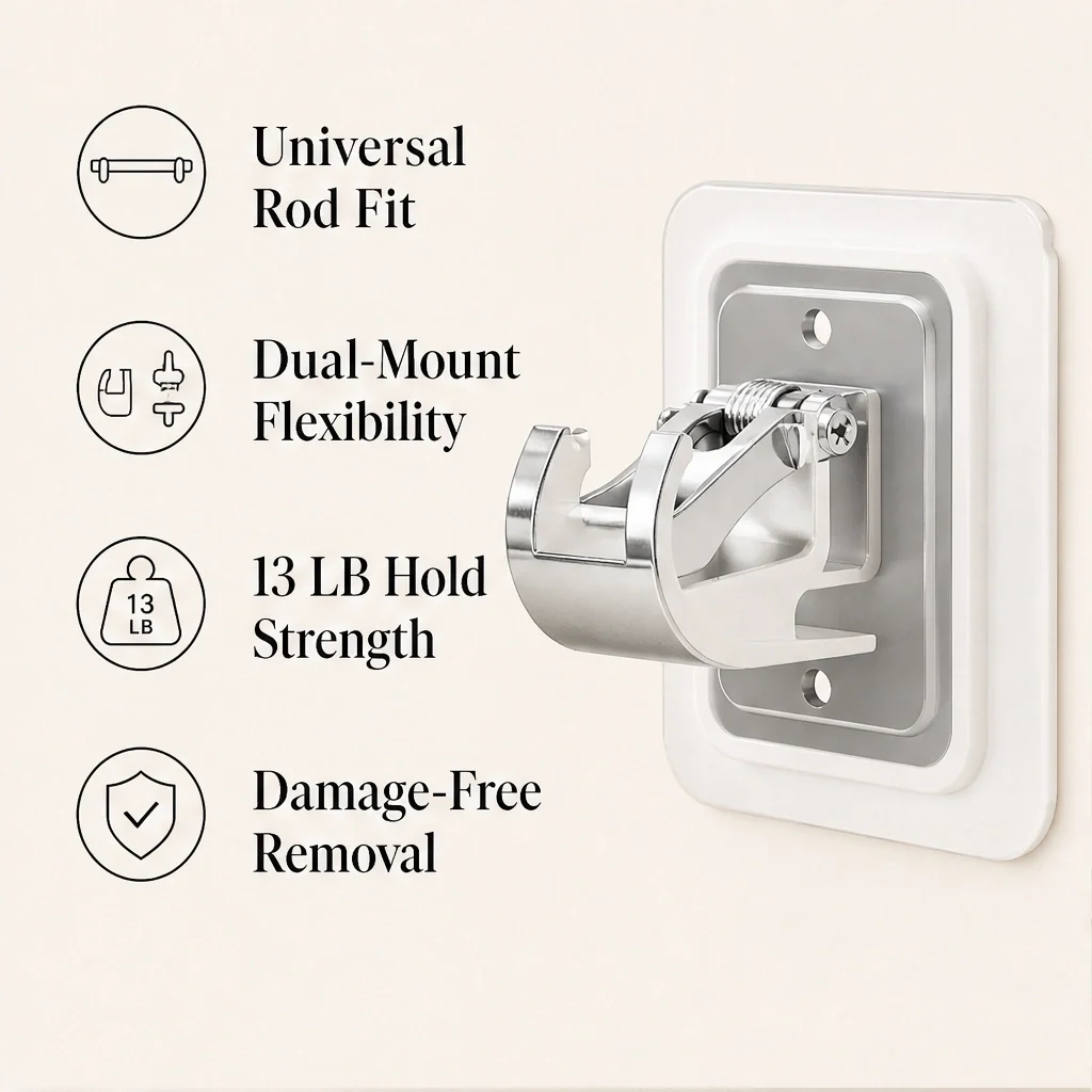 Holdcroft – No-Drill Clear Curtain Rod Brackets, 8-Pack + 50% OFF - Image 2
