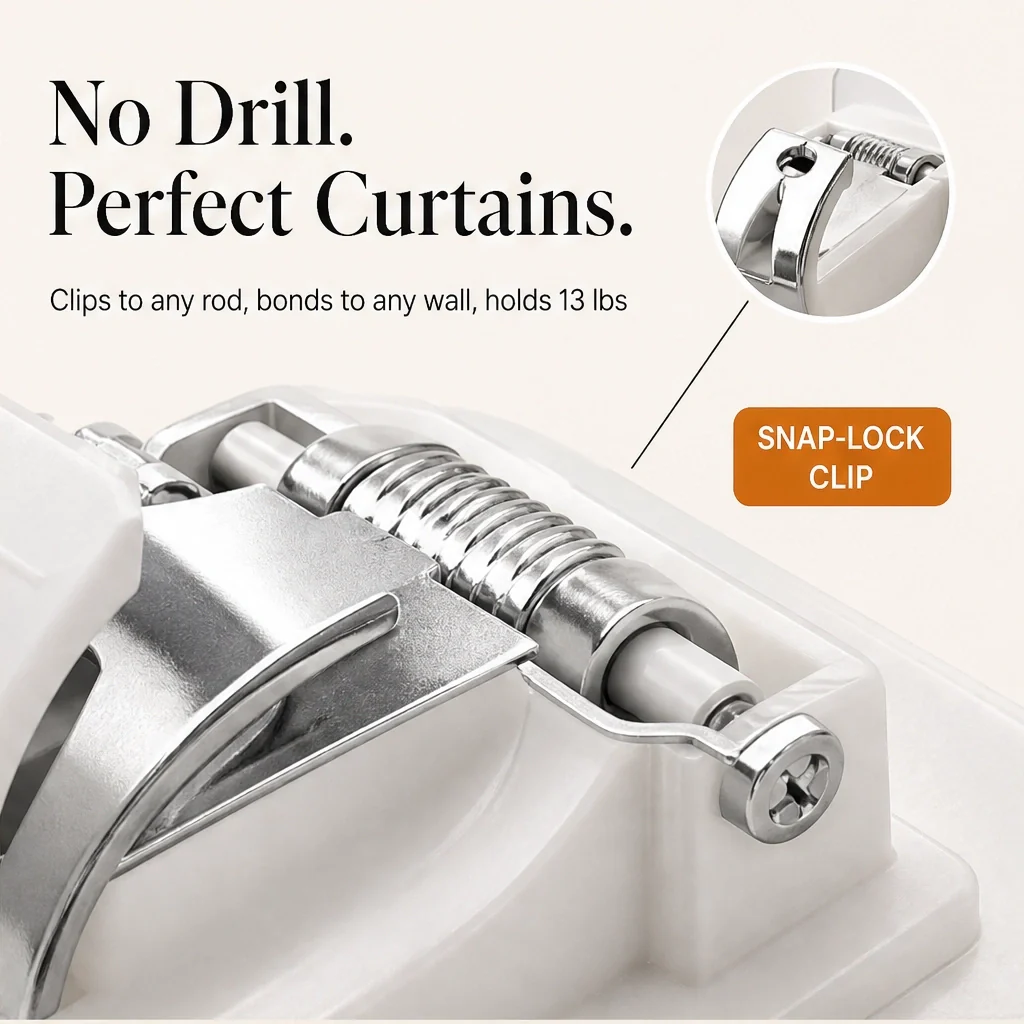 Holdcroft – No-Drill Clear Curtain Rod Brackets, 8-Pack + 50% OFF - Image 4