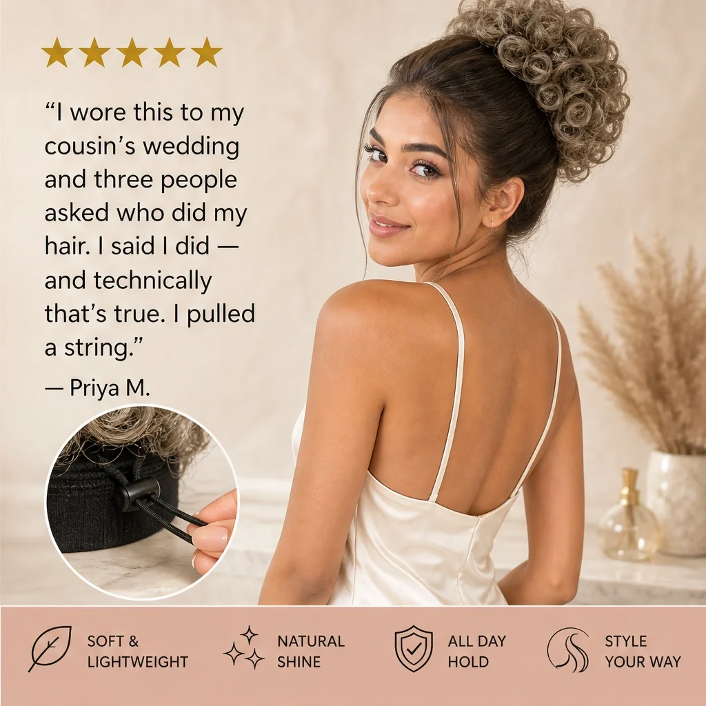 Plumelle – Drawstring Messy Bun Hair Piece + Buy 1 Get 1 FREE - Image 6
