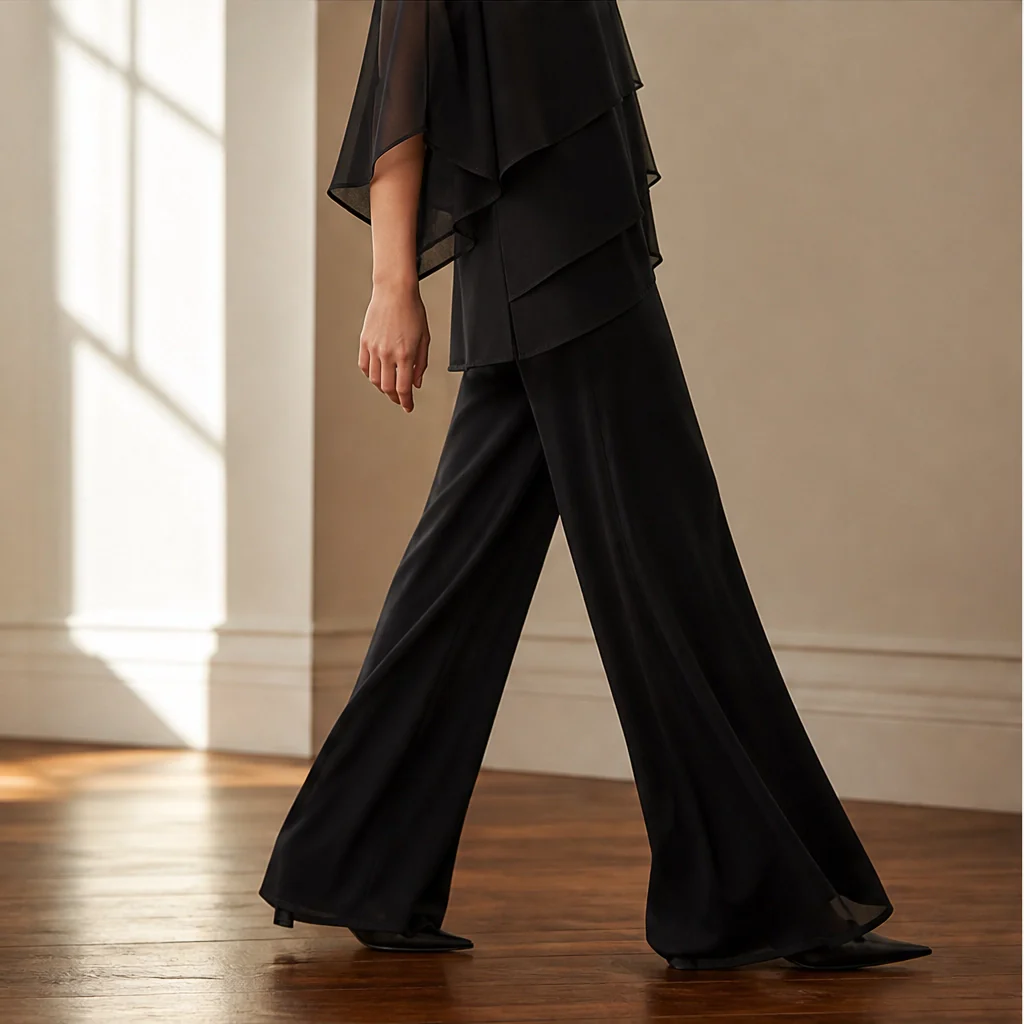 Drapelle™ – Asymmetric Layered Top & Wide-Leg Pants Two-Piece Set + 50% OFF - Image 2