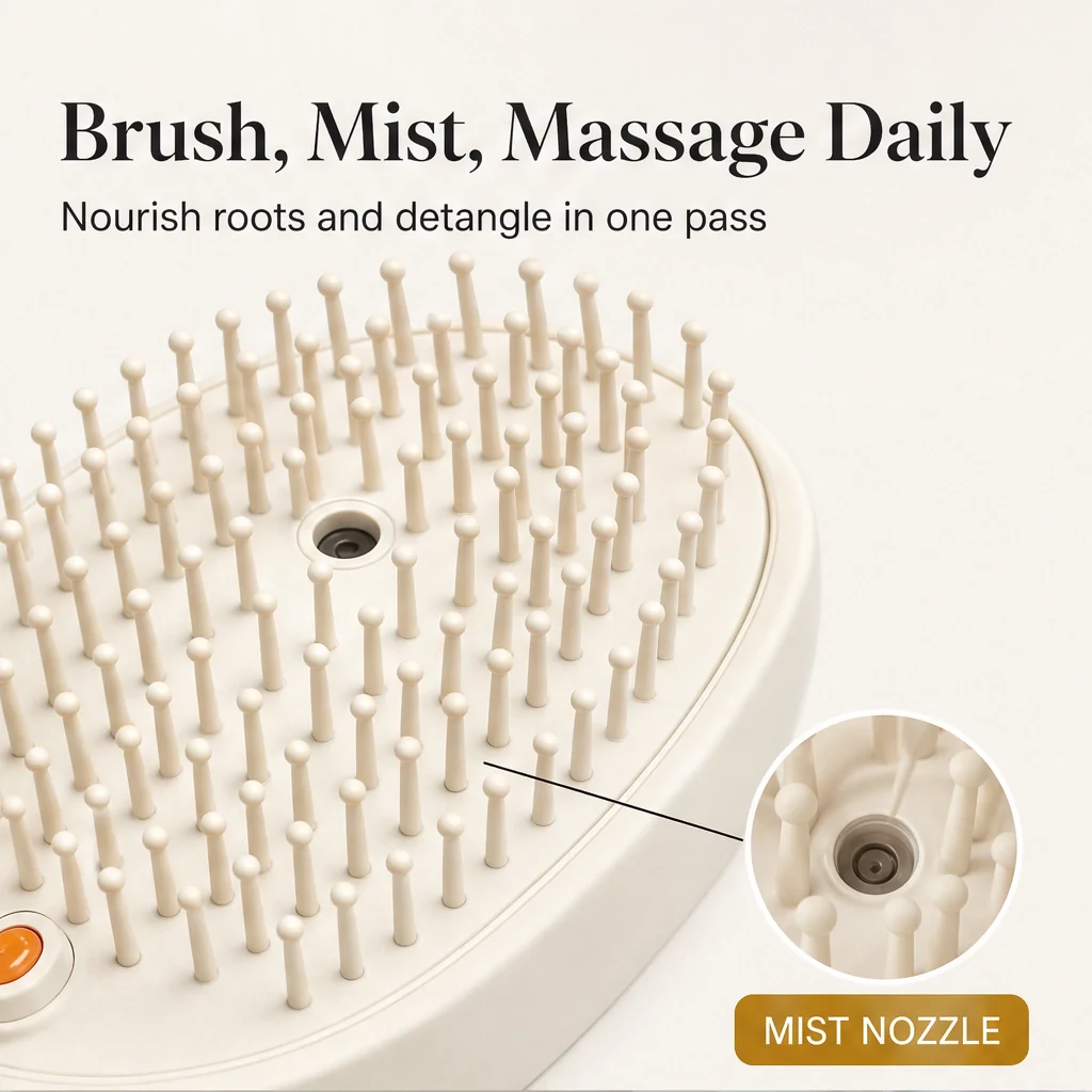 Mistveil – Misting Detangle Brush with Scalp Massage & Self-Cleaning Bristles + 50% OFF - Image 5