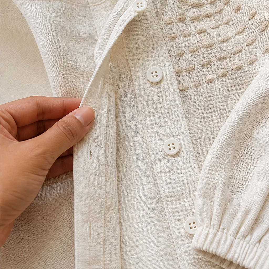 Linelle™ – Textured Embroidered Soft Linen Blouse +50% OFF - Image 6