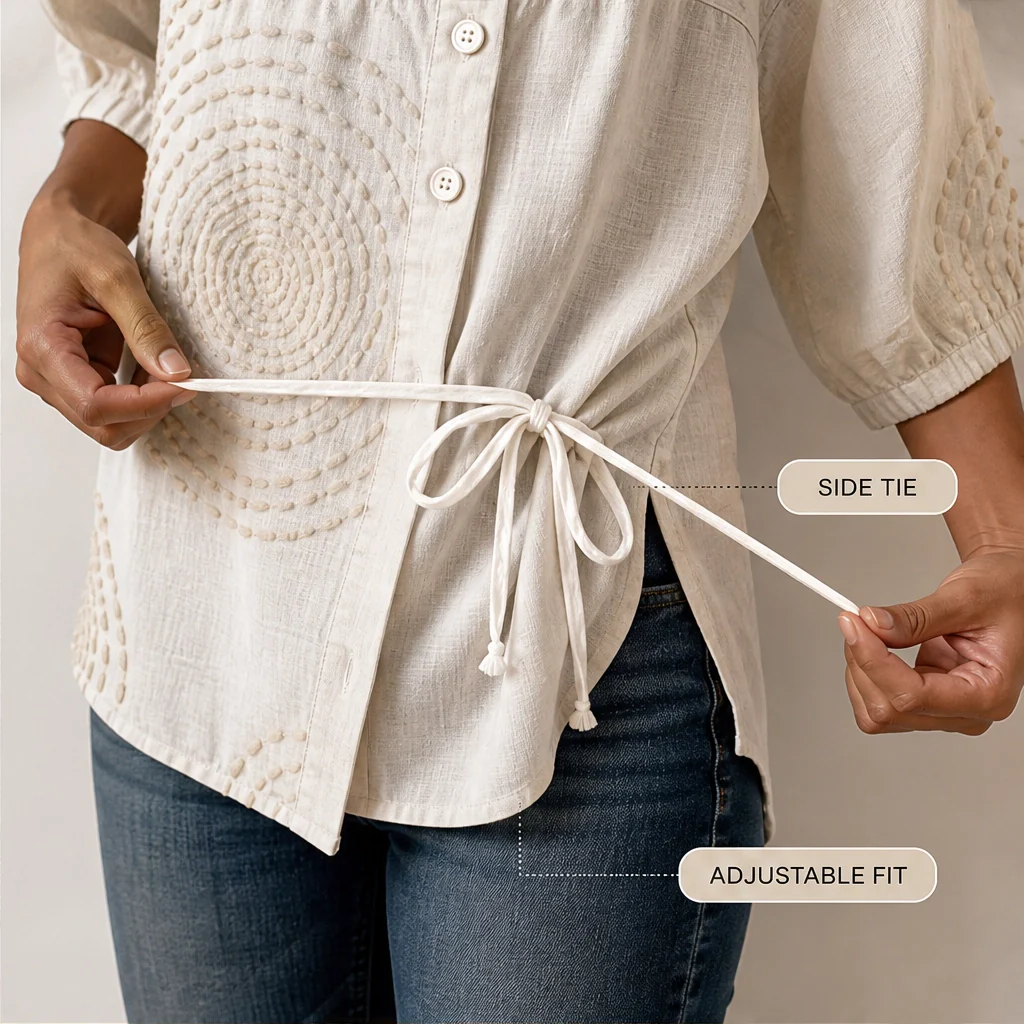 Linelle™ – Textured Embroidered Soft Linen Blouse +50% OFF - Image 8