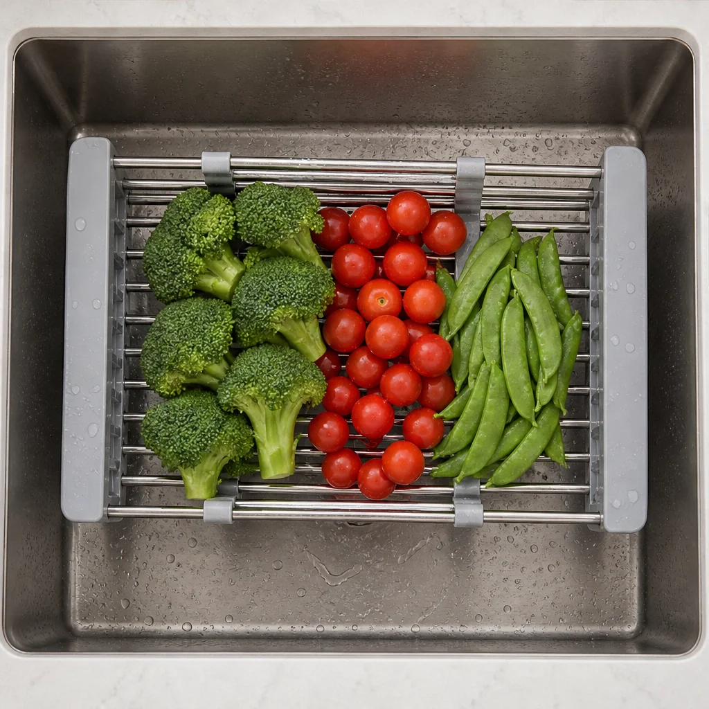 Rinsebrook – Extendable Stainless Steel Over-Sink Dish Drying Rack + 50% OFF - Image 3