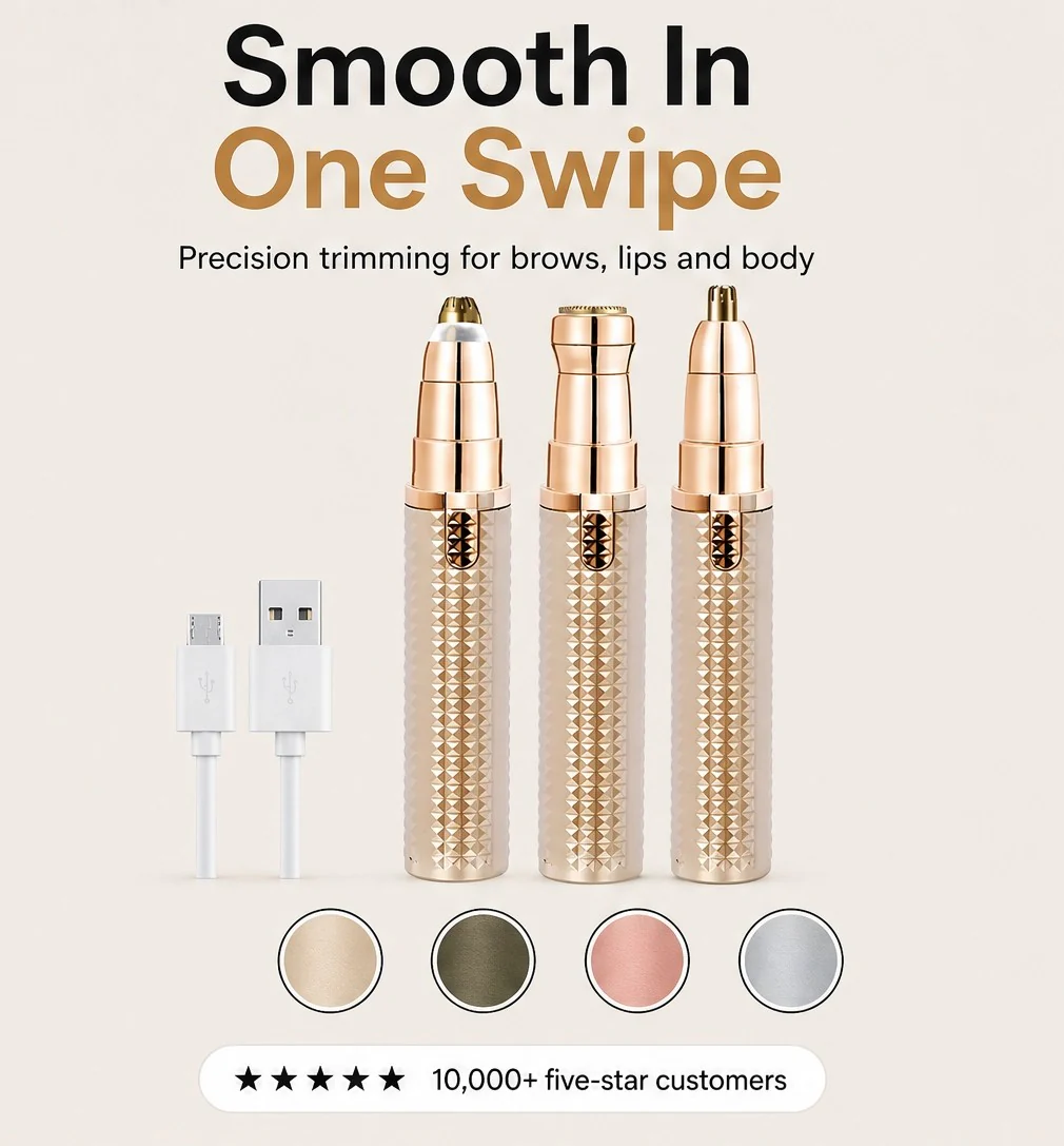 Glidara – 3-in-1 Painless Precision Trimmer for Brows, Face & Body + 50% OFF