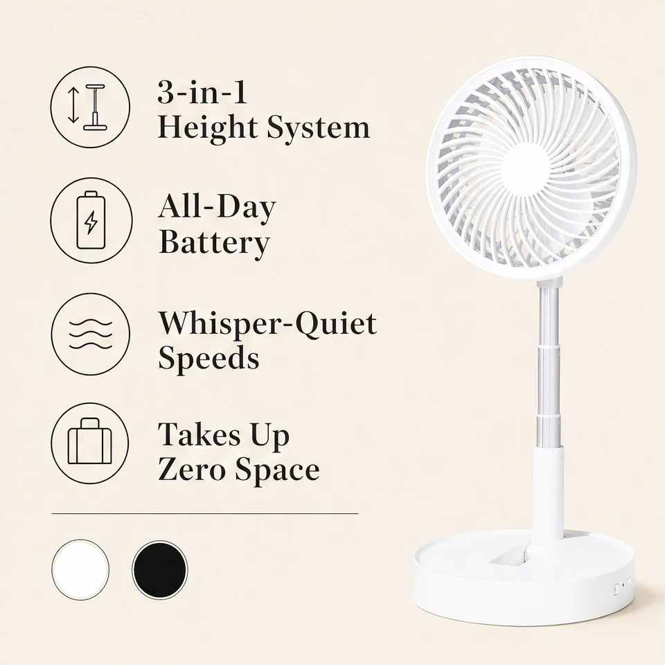Zephyra™ – Foldable Rechargeable Fan, Telescopic & Whisper-Quiet + 50% OFF - Image 2