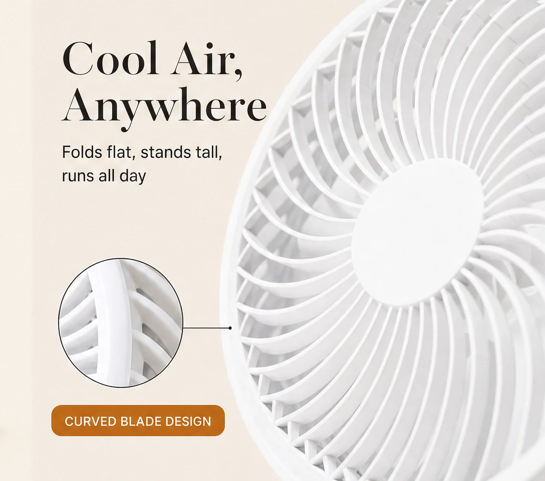Zephyra™ – Foldable Rechargeable Fan, Telescopic & Whisper-Quiet + 50% OFF - Image 3