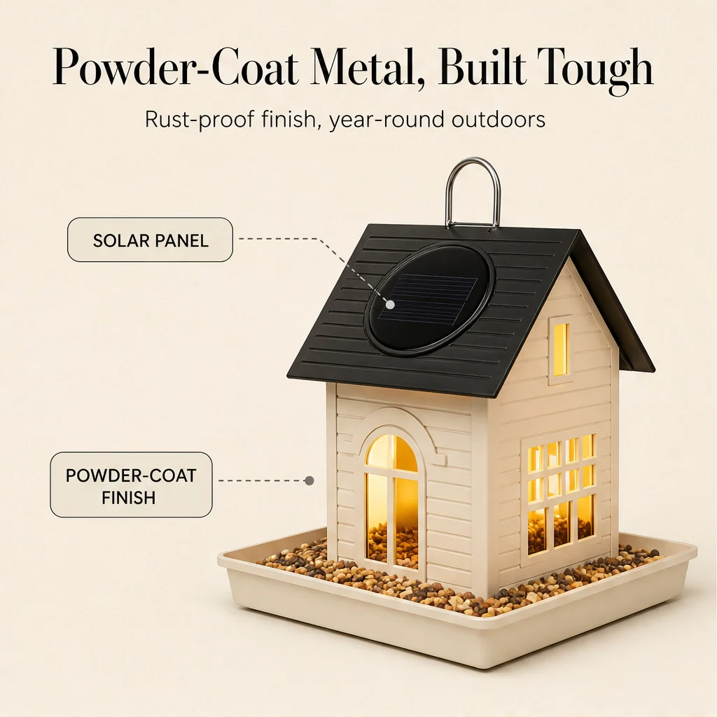 Wrenmere™ – Solar Lantern Metal Bird Feeder with Warm LED Glow + 50% OFF - Image 10