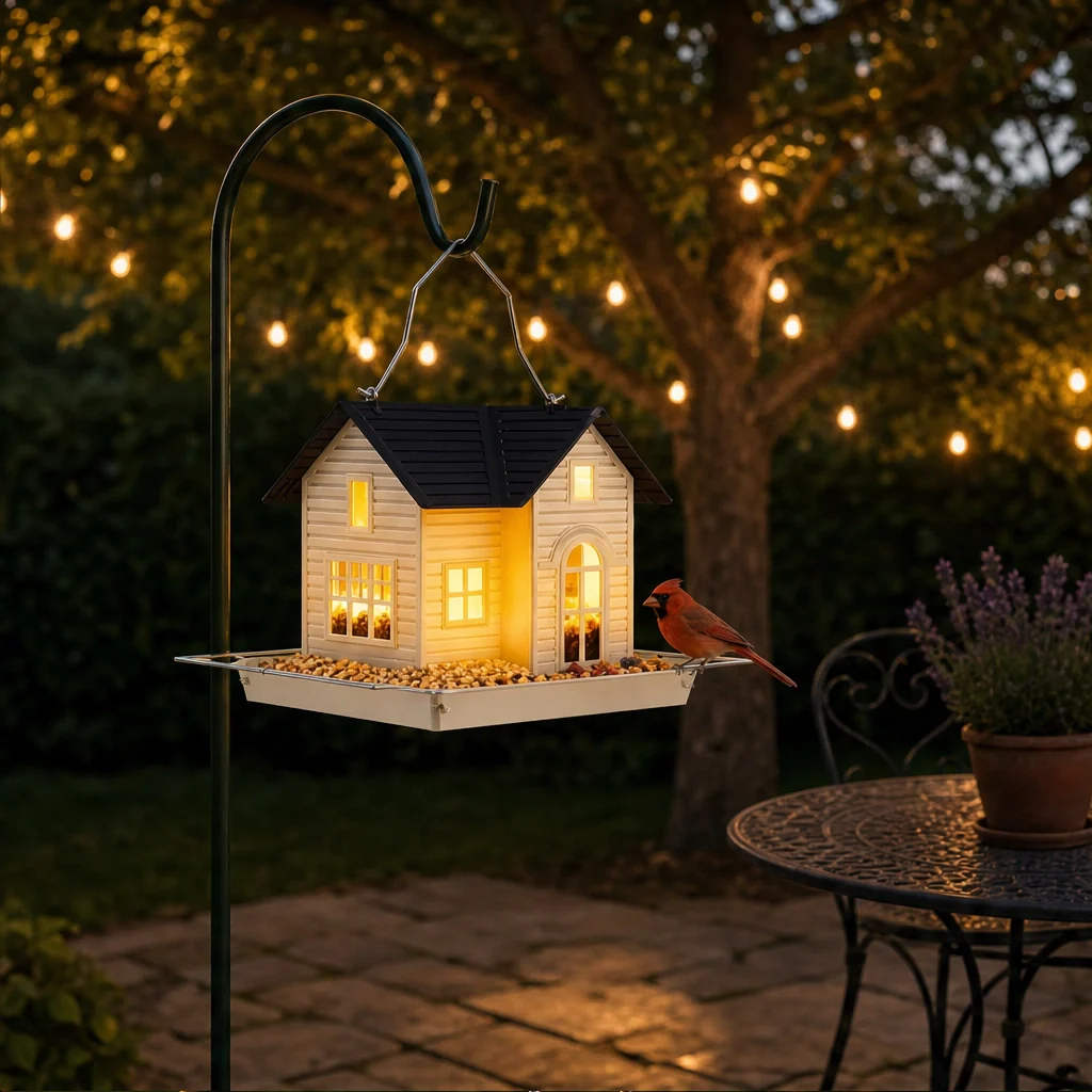 Wrenmere™ – Solar Lantern Metal Bird Feeder with Warm LED Glow + 50% OFF - Image 3