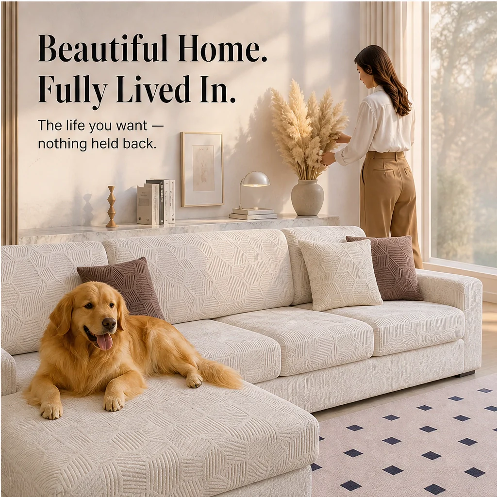 Havenweave – Water-Resistant Honeycomb Stretch Full-Cover Sofa Slipcover + 50% OFF - Image 10