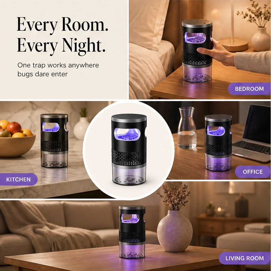Hushden – Silent Suction Indoor Insect Trap, Non-Zapper Light Catcher for Mosquitoes, Fruit Flies & Gnats + 50% OFF - Image 7