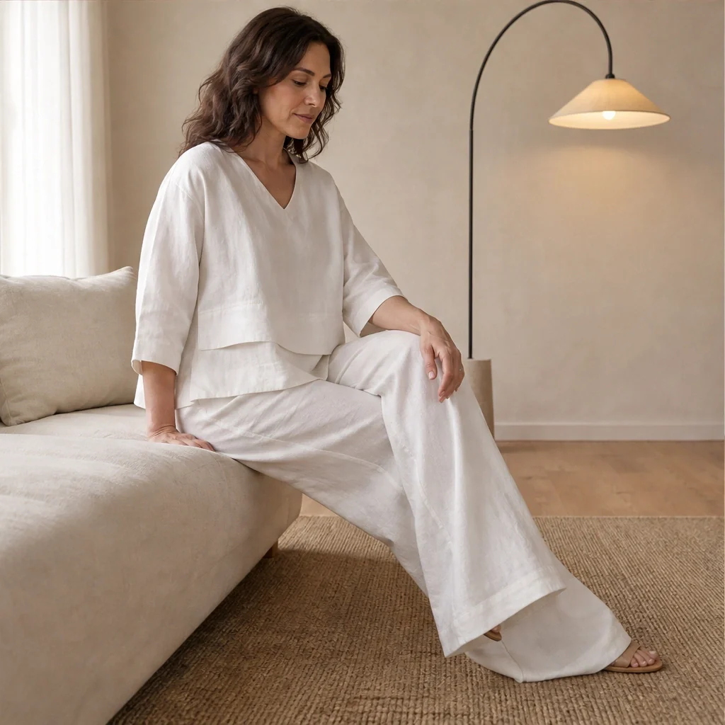 Willowmere™ – Asymmetric Cotton-Linen V-Neck Top & Wide-Leg Trouser Set + 50% OFF - Image 5