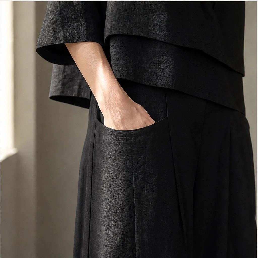 Willowmere™ – Asymmetric Cotton-Linen V-Neck Top & Wide-Leg Trouser Set + 50% OFF - Image 9