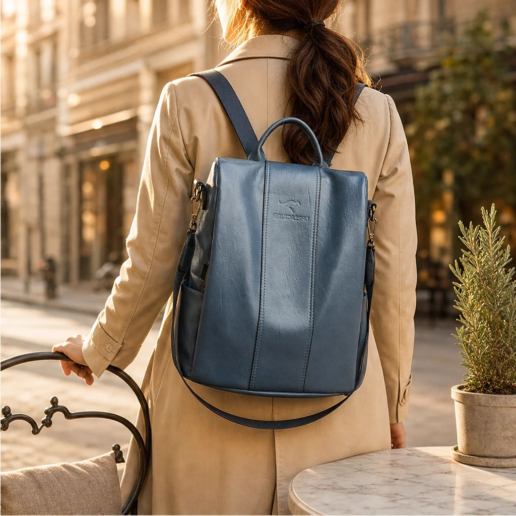 Vellora™ – Structured Large-Capacity Leather Backpack for Women + 50% OFF - Image 3