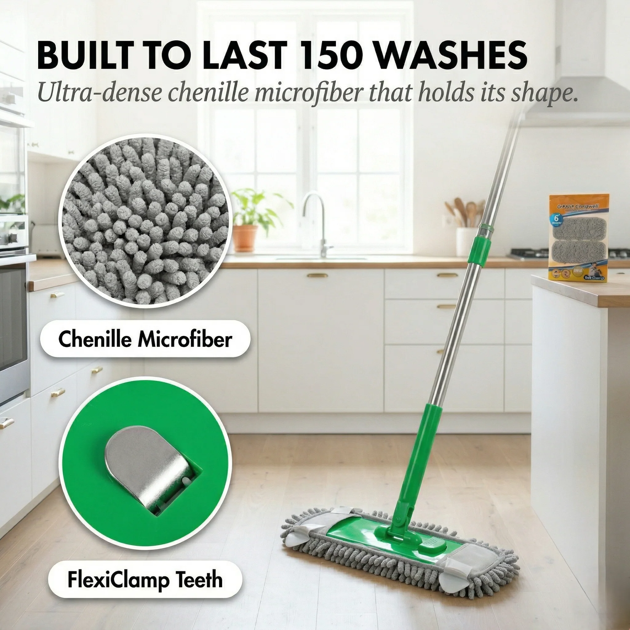 Gripwell™ – Reusable Chenille Microfiber Mop Pads for Swiffer Sweeper + Buy 2 Get 2 FREE - Image 5