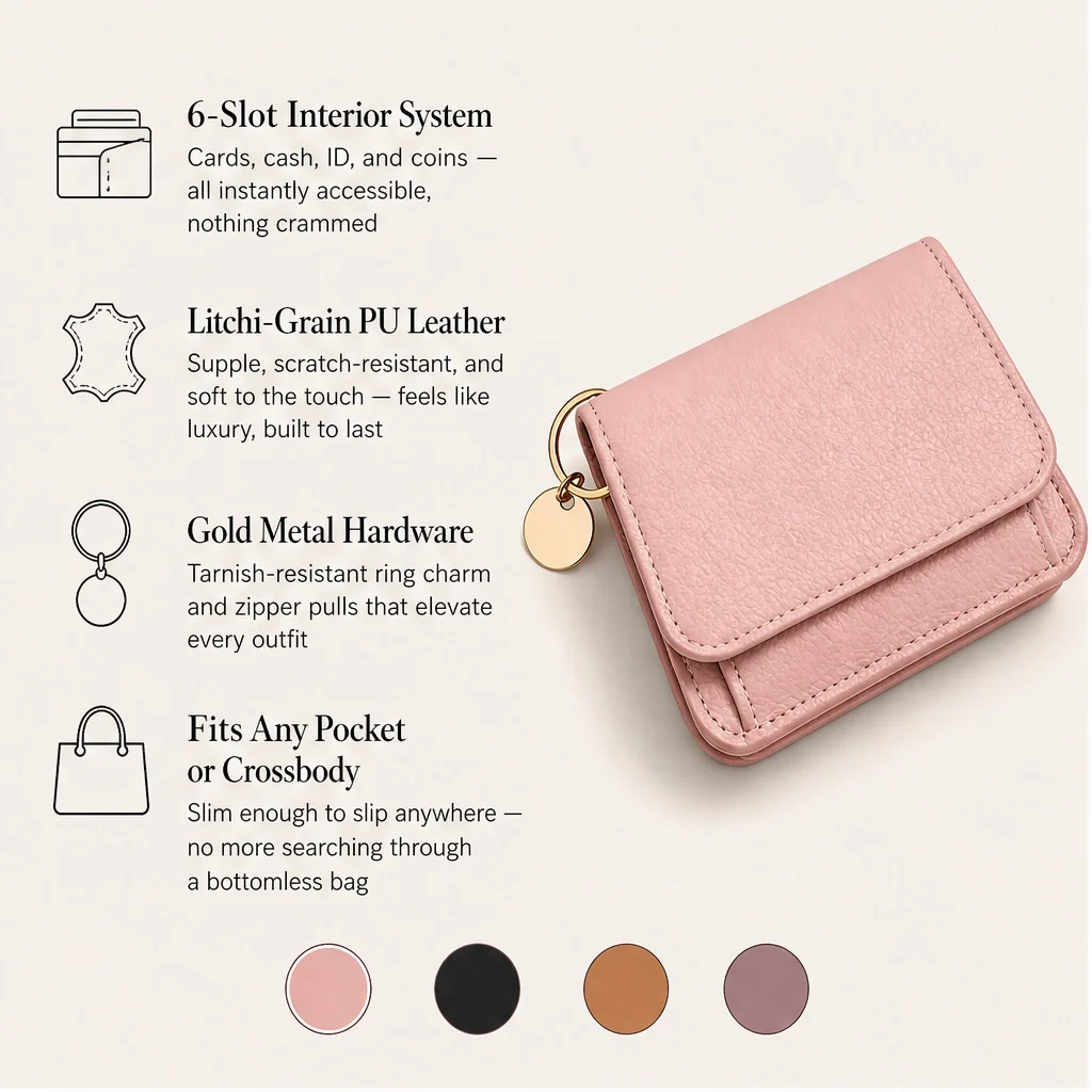 Folden™ – Slim Tri-Fold Wallet with Zip Coin Pocket & Keychain + 50% OFF - Image 6