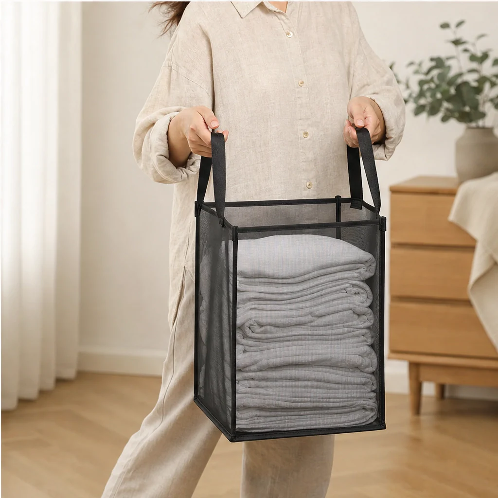 FoldHaven™ – See-Through Mesh Foldable Storage Basket with Carry Handles +50% OFF - Image 10