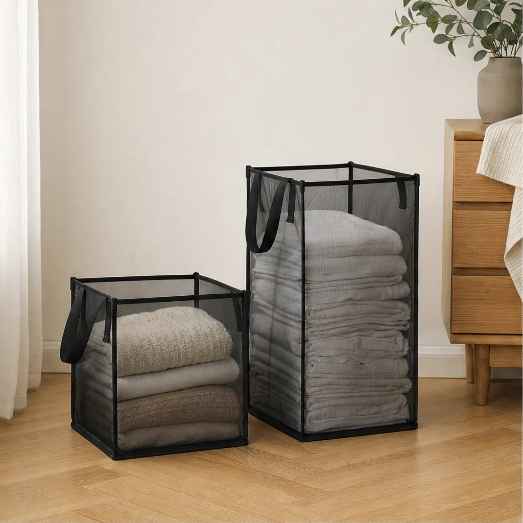FoldHaven™ – See-Through Mesh Foldable Storage Basket with Carry Handles +50% OFF - Image 8