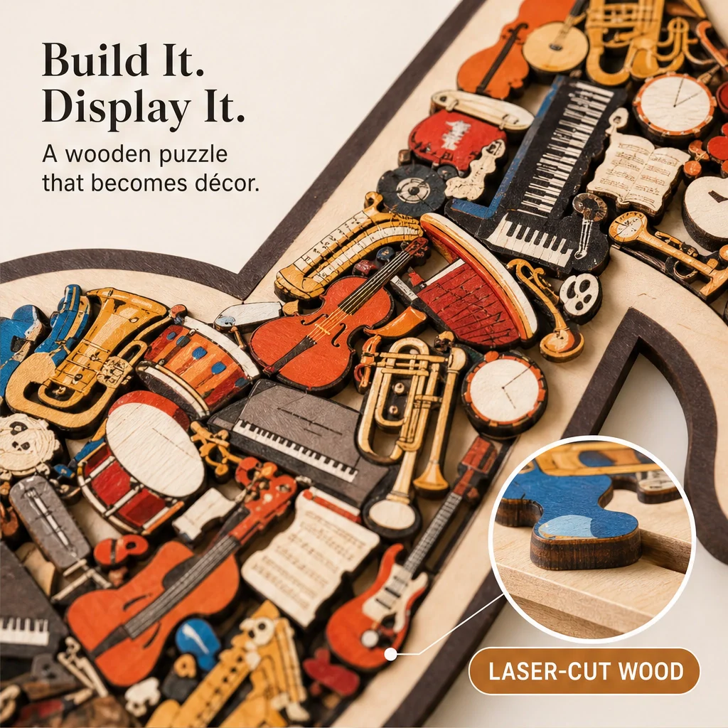 Cadenza – Whimsical Instrument-Piece Wooden Music Note Puzzle +50% OFF - Image 4