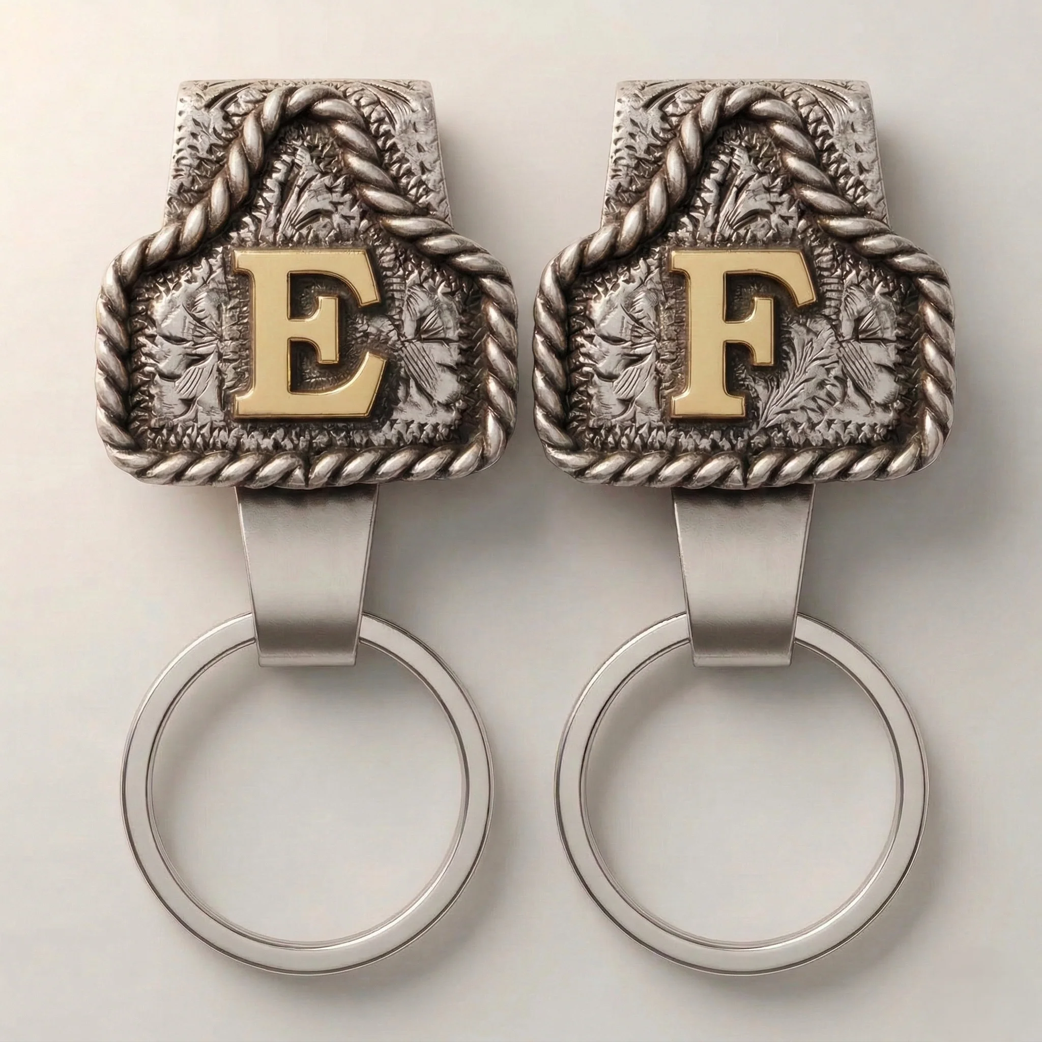 Conchofield™ – Western Initial Belt Clip Keychain, A-Z Letters, Engraved Concho Design + 50% OFF - Image 9