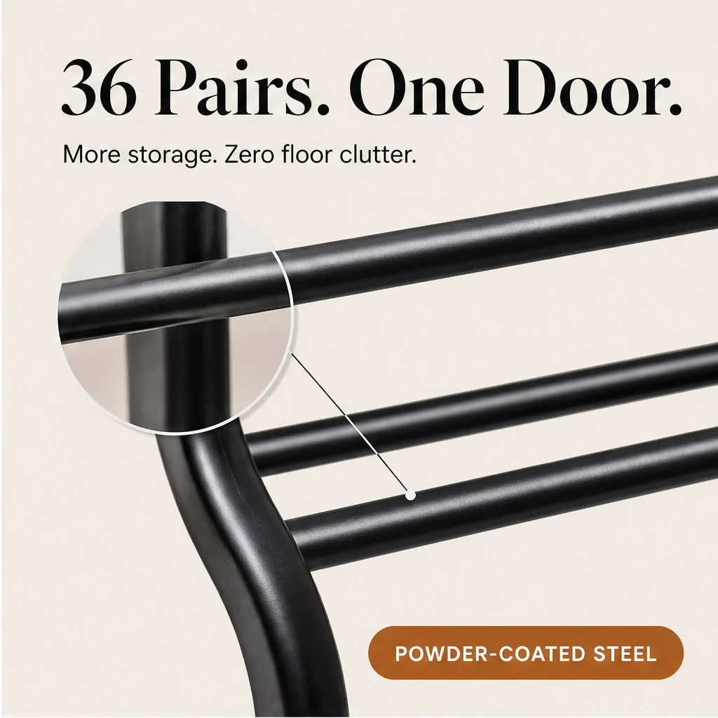 Stowvale – Angled-Shelf Over-the-Door Shoe Rack Organizer, Holds Up to 36 Pairs + 50% OFF - Image 2