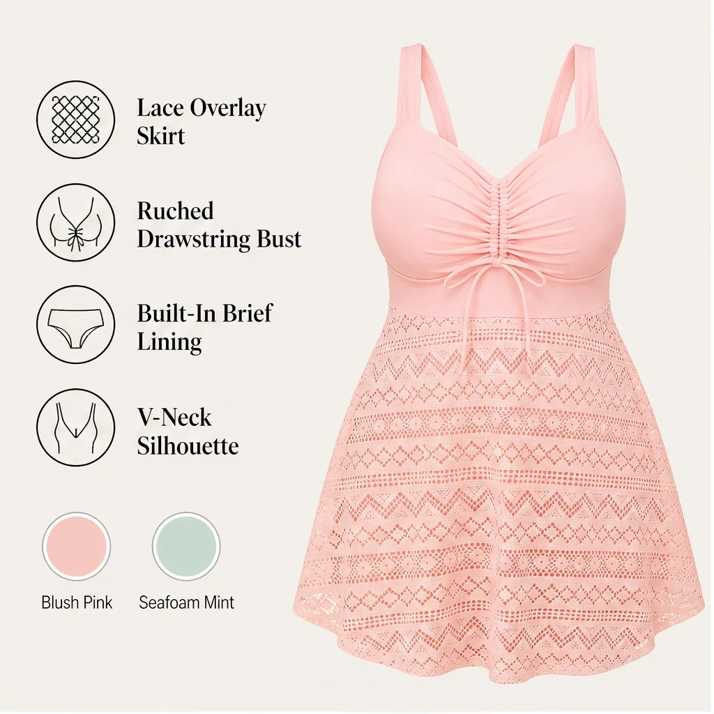 Soleya™ – Skirted Mesh Slimming Plus-Size Swimsuit + 50% OFF - Image 6