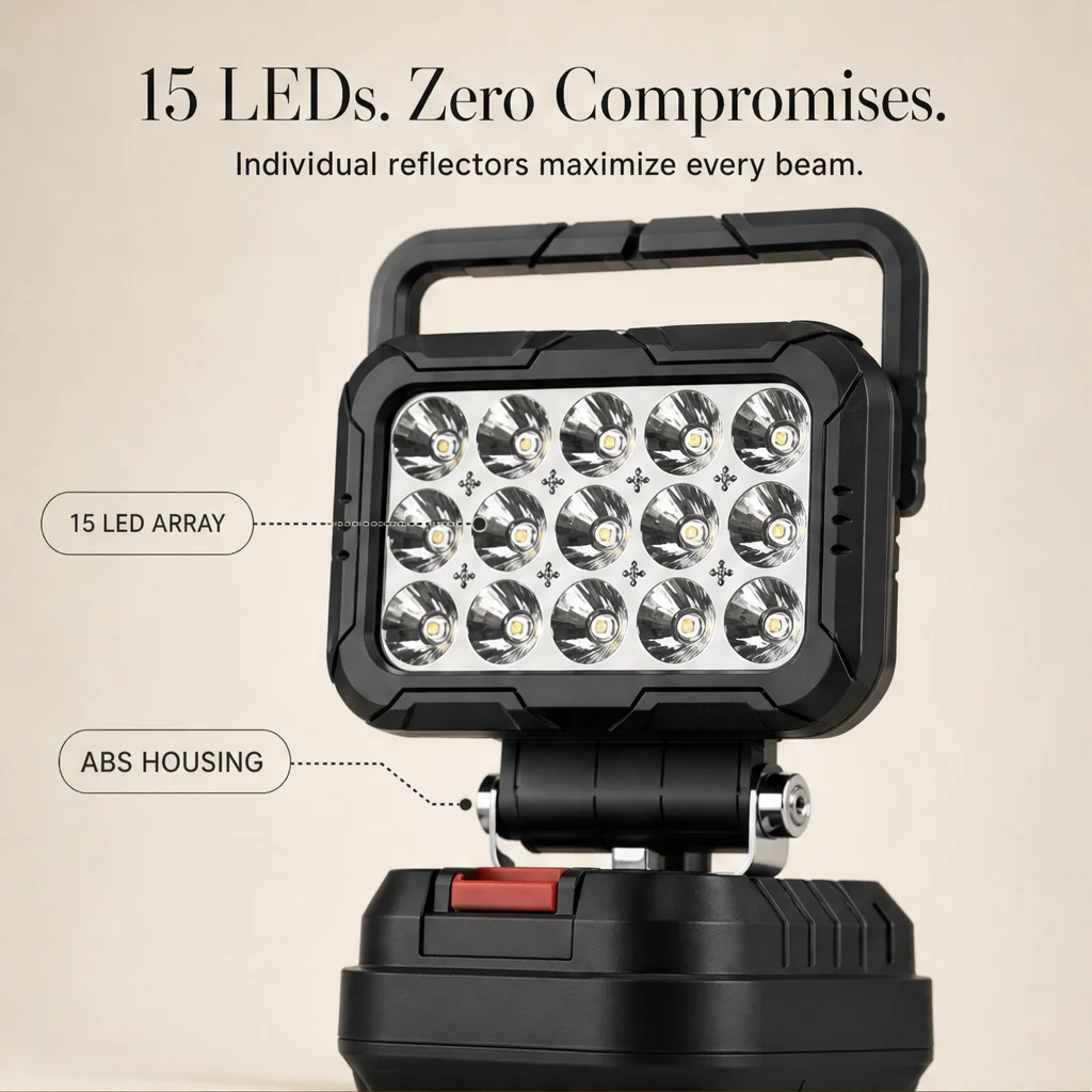 Beamcraft™ – 180° Pivoting LED Work Light with Dual USB Power Bank & Universal Battery Fit + 50% OFF
