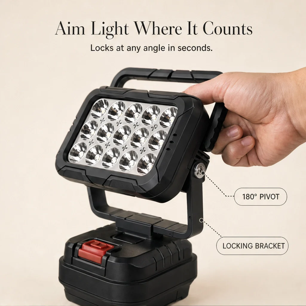 Beamcraft™ – 180° Pivoting LED Work Light with Dual USB Power Bank & Universal Battery Fit + 50% OFF - Image 2