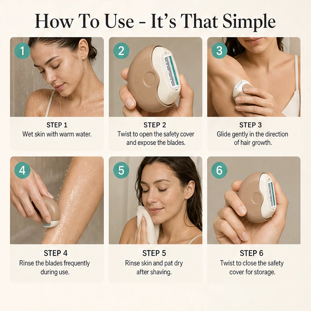 Nomadge – Triple-Blade Rotating Travel Razor with Built-In Protective Cap + 50% OFF - Image 6
